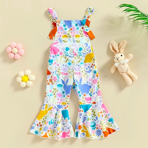 Bottoms | Colorful Bunny Rabbit Overalls Romper | Poshmark